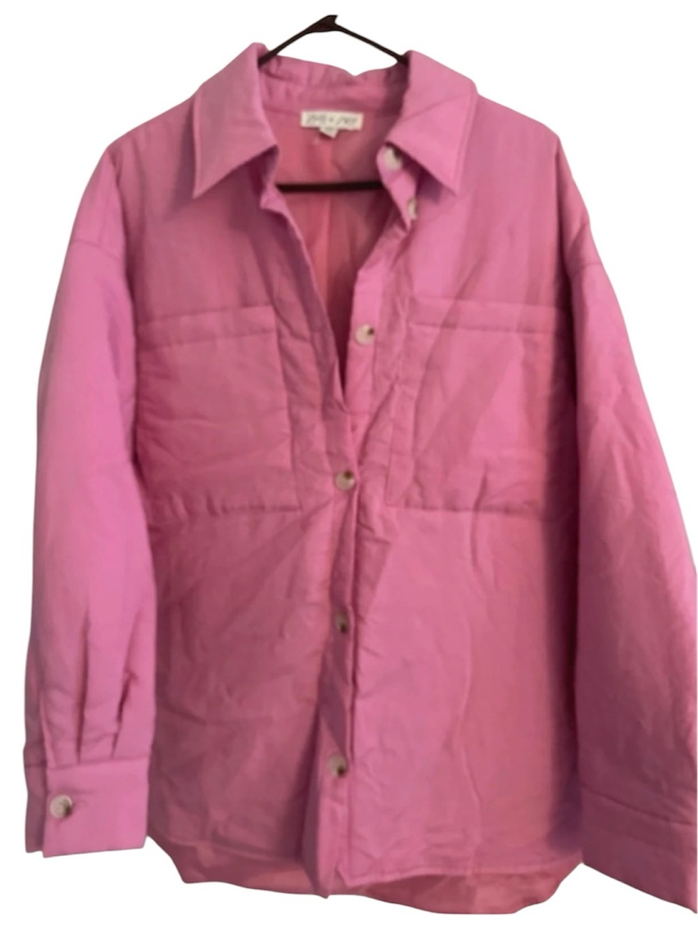 SHE+SKY Pink Button up quilted shirt jacket